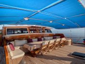 Shaded seating area on the foredeck